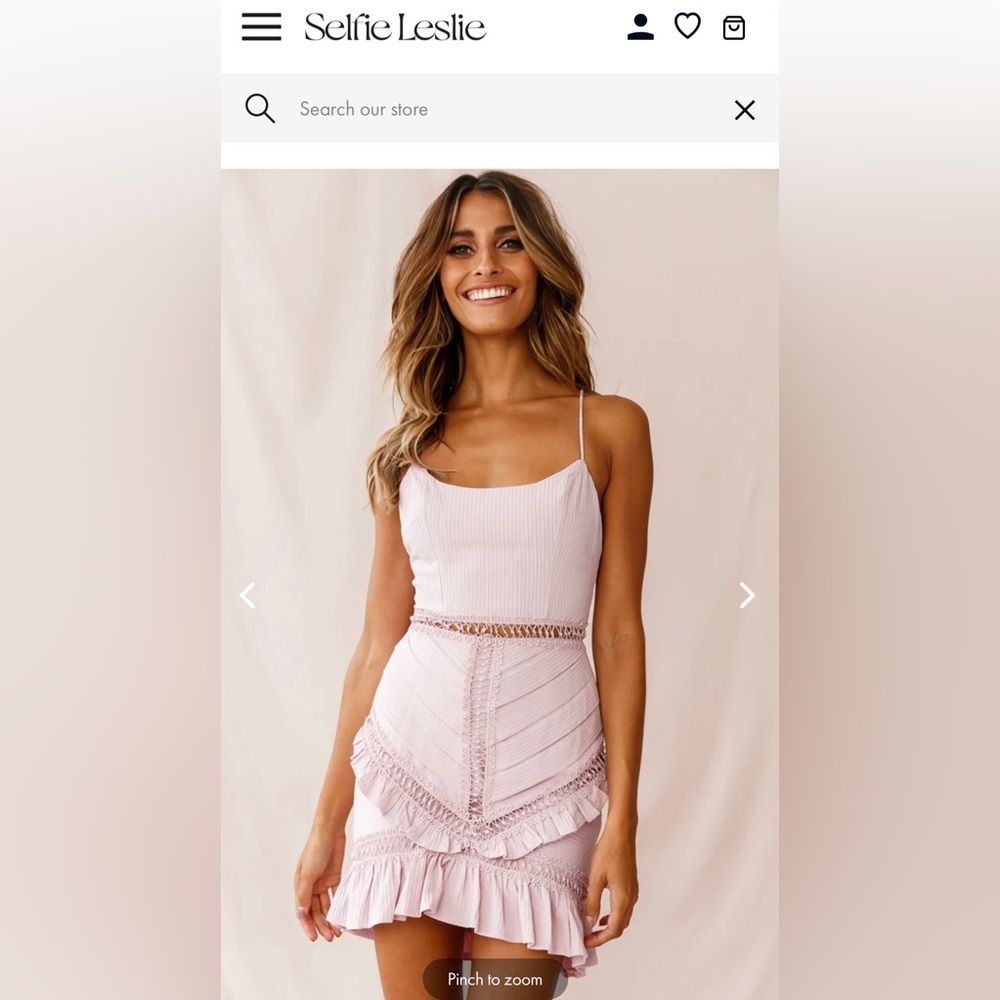 Selfie Leslie Walk This Way Pintuck Ruffle Detail Blush Dress